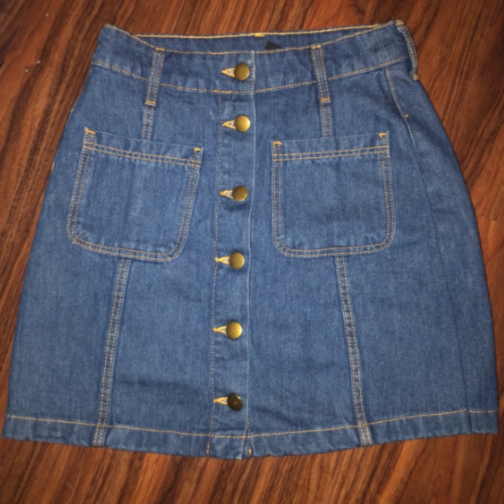 H&M Button-Front Denim Mini Skirt